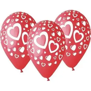 Latex Heart Balloons GMR 30 cm — Pack of 5, Universal Use