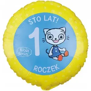 Foil Balloon GoDan Kicia Kocia 1st Birthday — character-shaped party balloon