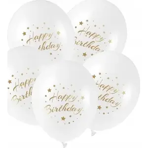 TEKA balloons with gold print 'Happy Birthday', pack of 5