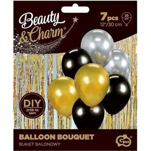 Букет шаров GoDan Beauty&Charm золото-чёрный 30 см, набор 7 шт.
