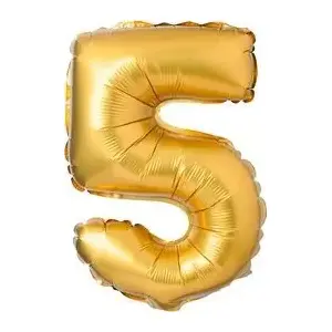 Foil Number Balloon Arpex digit 5 gold 71 cm (28")