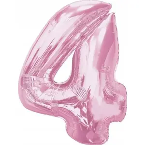 Foil Number Balloon 4 by GoDan, light pink, 92 cm