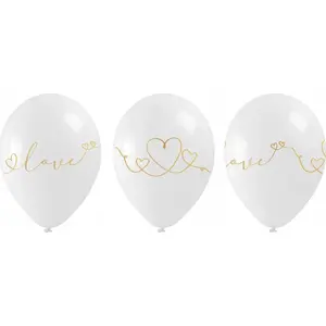 TEKA Valentine balloons set — decorative latex balloons with gold print, pack of 5