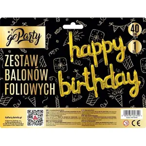 Folijas balonu komplekts MK TRADE — Happy Birthday zelta — dekoratīvais ballīšu balonu komplekts
