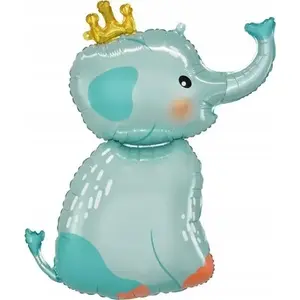Foil Balloon GoDan Słonik z Koroną 55x70 cm — decorative helium balloon elephant with crown