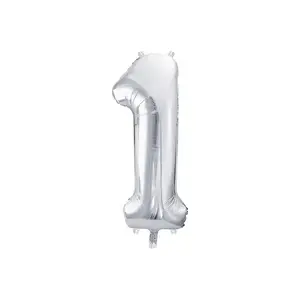 Toy balloon PartyDeco FB1M-1-018, foil, silver, height 1000 mm (inflated ≈860 mm)