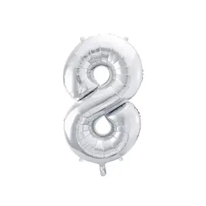 Игрушечный шар PartyDeco FB1M-8-018, фольга серебристый, высота 1000 мм (надув ~86 см)