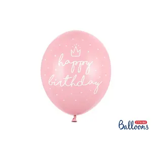 Toy balloon PartyDeco SB14P-244-081J-6 — latex, pink and white, inflated Ø 30 cm, pack of 6