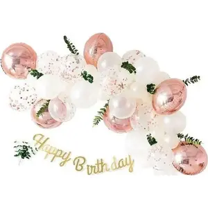 Balloon set UNIQUE Happy Birthday pink gold, 36 pieces — party decorations kit