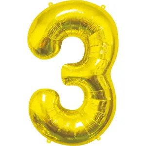 Foil Balloon GoDan B&C Cyfra 3, gold, 85 cm