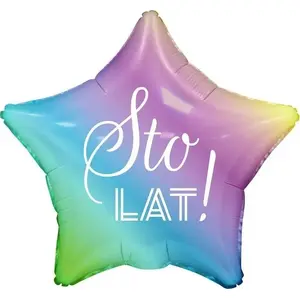 Foil Balloon GoDan Sto Lat, star shape 48 cm, gradient design