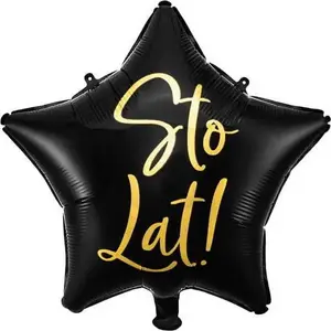 Foil Balloon PartyDeco 'Sto Lat!' 40 cm, black