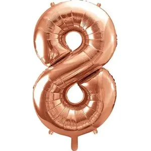 Foil Balloon Number 8 PartyDeco 86 cm, rose gold, numeral decoration