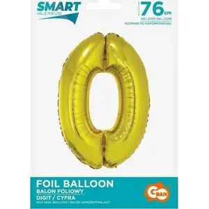 Фольгированная цифра 0, золотая, GoDan Smart, 76 см
