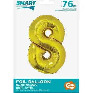 Foil Balloon GoDan number 8 gold, 76 cm