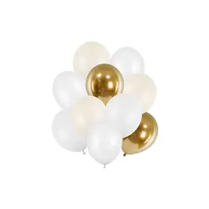 Toy balloon Slowmoose PartyDeco ZBL3 — latex, 270×300 mm, beige/gold/white, pack of 10