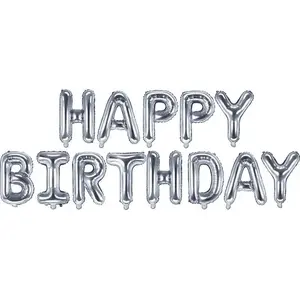 Фольгированный шар PartyDeco HAPPY BIRTHDAY, серебристый, 340×35 см, универсальный