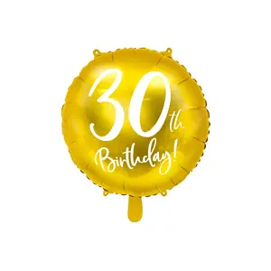 Toy balloon PartyDeco FB24M-30-019-KARTON, foil, gold & white, pack of 50