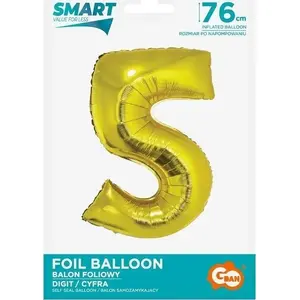 Foil Balloon GoDan number 5, gold, 76 cm