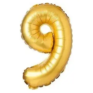 Foil balloon Arpex numeric '9' gold 71 cm (28")