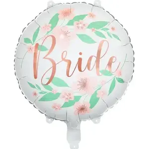 Foil Balloon PartyDeco 'bride' round with floral print — wedding decoration