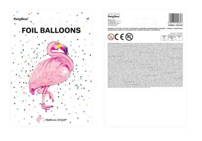 Toy balloon PartyDeco Flamingo, foil 700×950 mm Photo 6