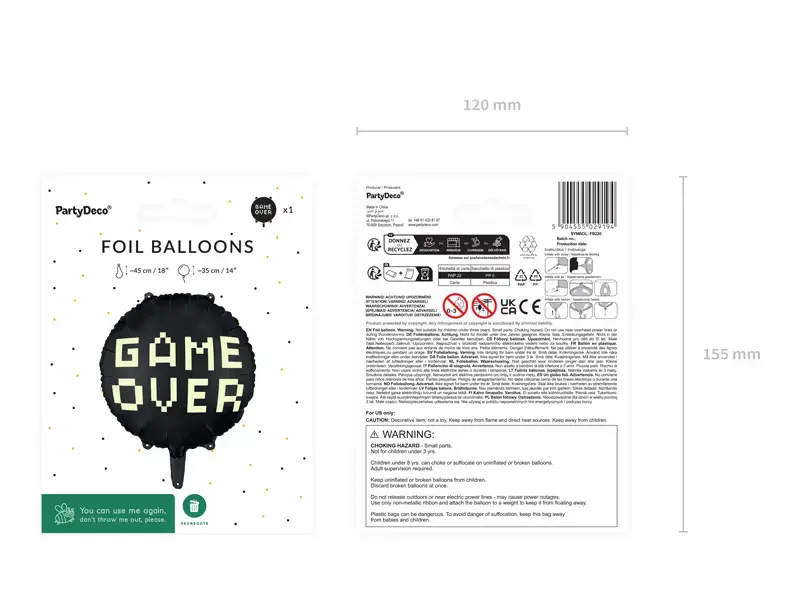 Toy balloon PartyDeco FB226 — foil Ø35 cm Photo 6
