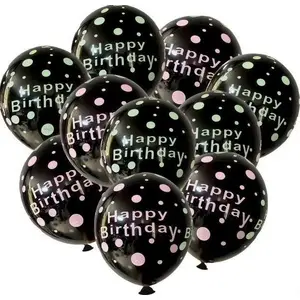 Balonu komplekts MK TRADE Happy Birthday melns, 11 gab.