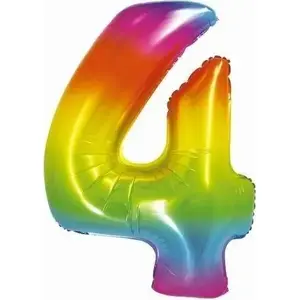 Foil Balloon GoDan numeric '4' rainbow, 76 cm
