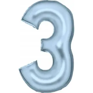 Balloon foil number 3 AMSCAN 86 cm satin pastel blue (model 9917335)