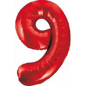 Фольгированный шар GoDan цифра 9, красный, 85 см