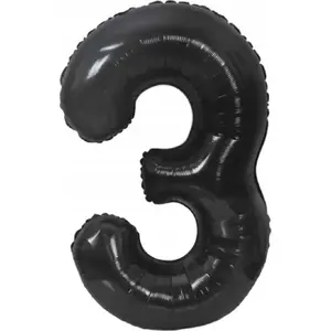 Foil Balloon GoDan number 3, matte black, 85 cm