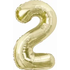 Foil Balloon GoDan model CH-B8H2 — numeral '2' champagne color, 85 cm