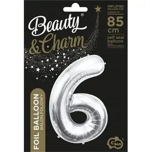 Foil Balloon GoDan Digit '6' Silver 92 cm