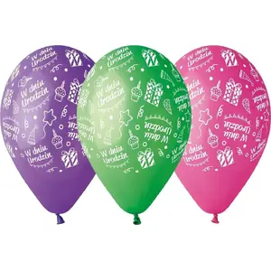 Latex balloons GMR 30 cm pastel mix — pack of 5, for birthday decorations