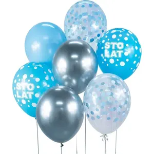Balloon bouquet GoDan URODZINOWY silver-blue, 7 pieces