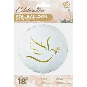 Foil Balloon GoDan round gold dove – decorative helium balloon, model 516448