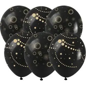 Balloons with gold print, Selgros, pack of 6