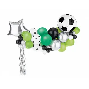 Игрушечный шар PartyDeco GBN8 фольгированный, чёрный/зелёный/серебро/белый, упаковка 46 шт.