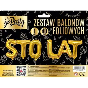 Foil balloon set GoDan Sto Lat (gold) — celebratory letter and number balloons