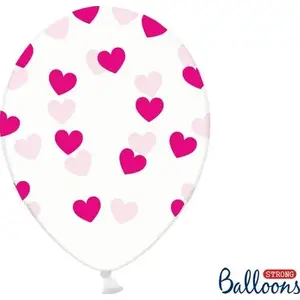Latex heart balloons PartyDeco 30 cm fuchsia — pack of 6