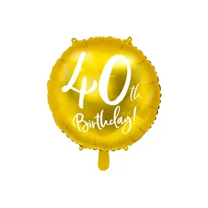 Toy balloon PartyDeco FB24M-40-019-KARTON — foil, gold & white, inflated Ø 45 cm, pack of 50