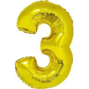 Folio balons cipars 3, GoDan, zelta, 85 cm