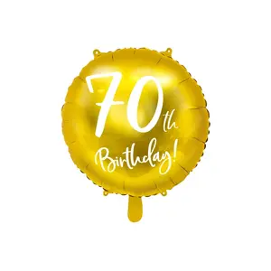 Toy balloon PartyDeco FB24M-70-019-KARTON — foil, gold & white, inflated Ø 45 cm, pack of 50