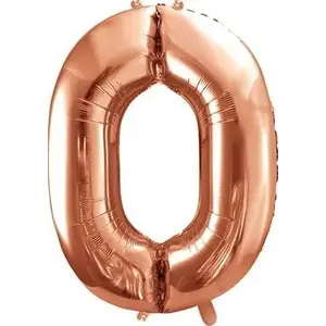 Фольгированный шар-цифра 0 PartyDeco, 86 см, розовое золото, универсальный