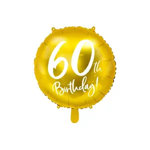 Toy balloon PartyDeco FB24M-60-019-KARTON, foil, gold/white, inflated Ø 45 cm, pack of 50