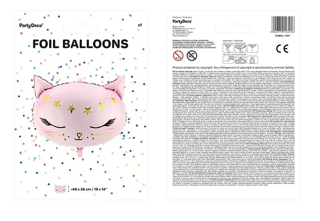 PartyDeco Cat folijas balons 480×360 mm, 50 gab. Photo 3