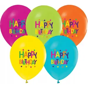 Balloons PartyDeco Happy Birthday 30 cm, pack of 5