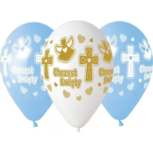 Baptism Balloons for Boy Gemar 33 cm – Pack of 5, Latex, Universal Design