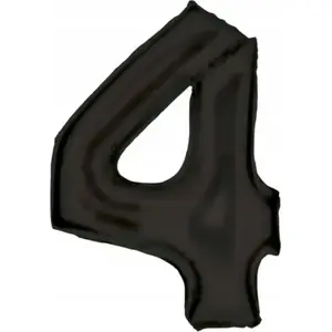 Foil Balloon Number 4, AMSCAN, satin black, 86 cm (model 9917306)